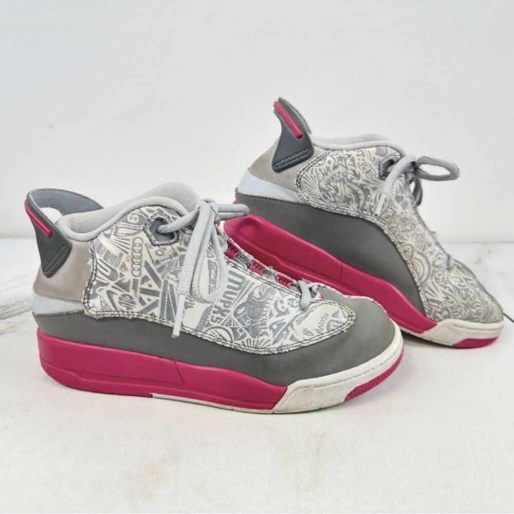 Nike Air Jordan Youth Dub Zero Basketball Shoes Sneakers Gray Hyper Pink, 2Y